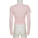 Long Sleeve Belted Top With Gathered Design
