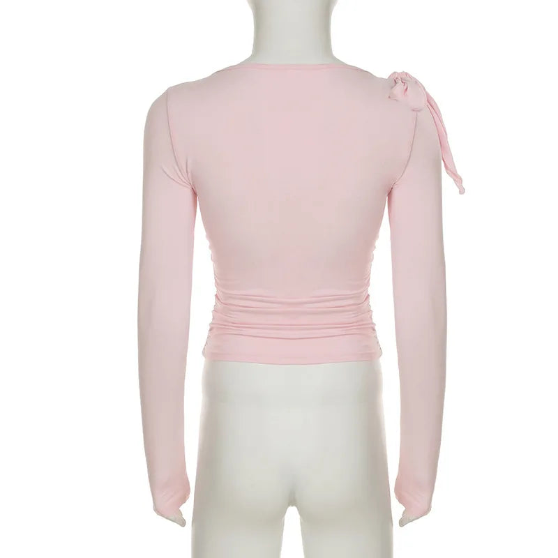 Long Sleeve Belted Top With Gathered Design