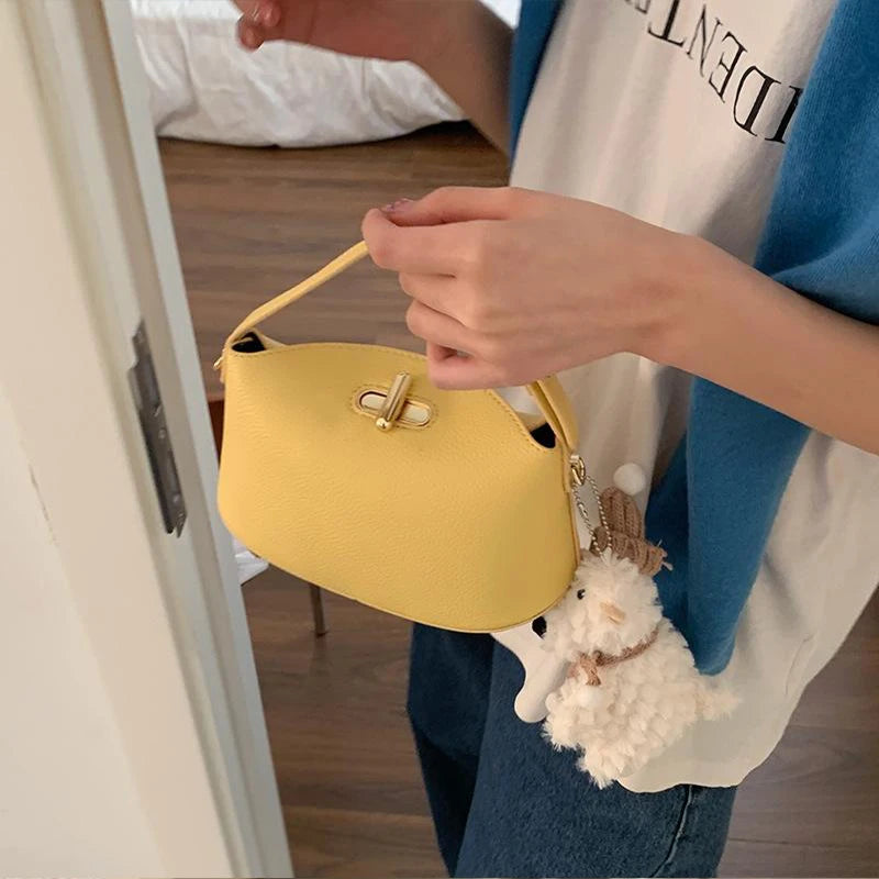 Soft Leather Bucket With Gold Button Tassel Luxe Everyday Shoulder Satchel For Women