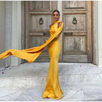 Sexy Satin Ribbon Backless Halter Dress For Elegant Evening Gown