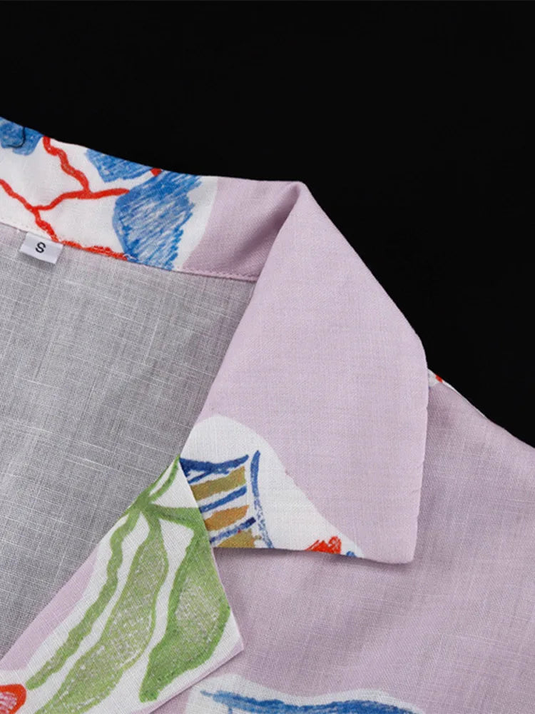 Dreamy Abstract Print Camp Collar Shirt And Shorts Matching Set
