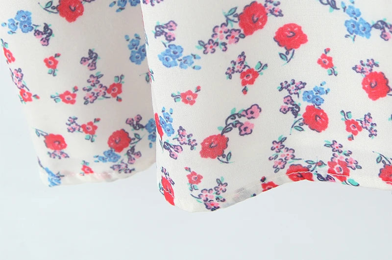 Women Fashion Sweet Floral Print Chic Halter Neck Cami Mini Y2K Embroidery Backless Dress