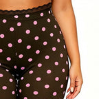 Retro Lace Trim Capri Pants With Elastic Waist
