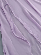 One Shoulder Floral Hollow Out Purple Maxi Dress