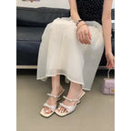 Chic Patent Leather Square Toe Heels With Bow Knot