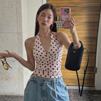 Polka Dot Off Shoulder Backless Camisole Tank Top
