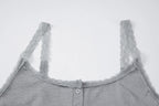 Square Collar Backless Single Breasted Ruffles Camisole