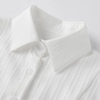 Cinched Waist Button Down Blouse With Back Tie Long Sleeve