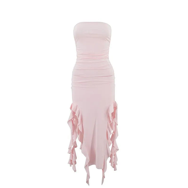 Tube Top Strapless Sexy Midi Dress