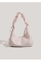 Fairycore Floral Canvas Shoulder Bags With Drawstring