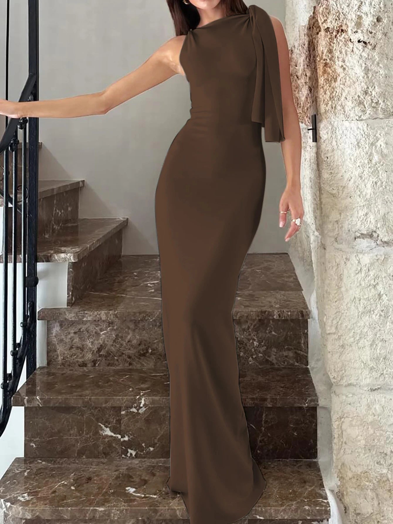 Sleeveless Bodycon Maxi Dress - Patchwork O-Neck
