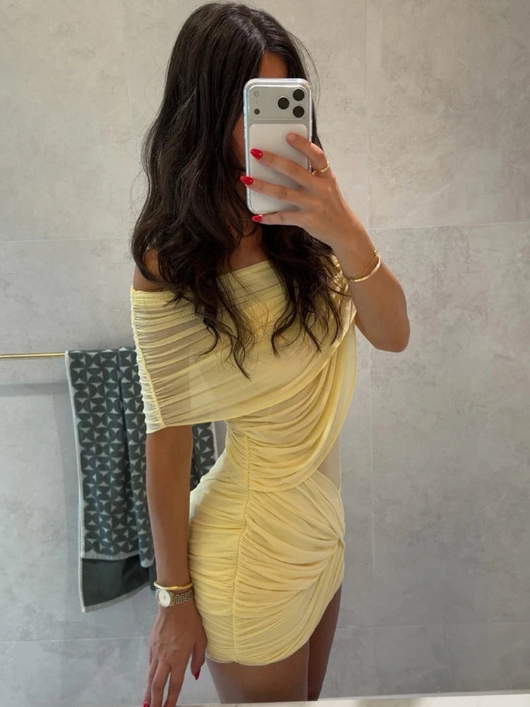 Sexy Patchwork Mesh Mini Dress