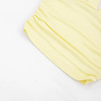 Two Piece Solid Color Set With Deep V Neck Ruched Crop Top And Capri Pants