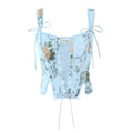 Blue Lace Up Bandage Tank Top Crop