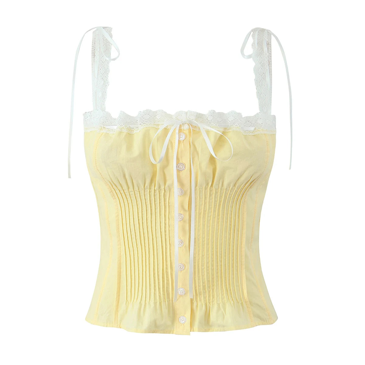 Golden Lace Ribbon Bow Corset Crop Top
