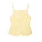 Buttoned Waistcoat Two Piece Shorts Set With Mid-Waist Pockets