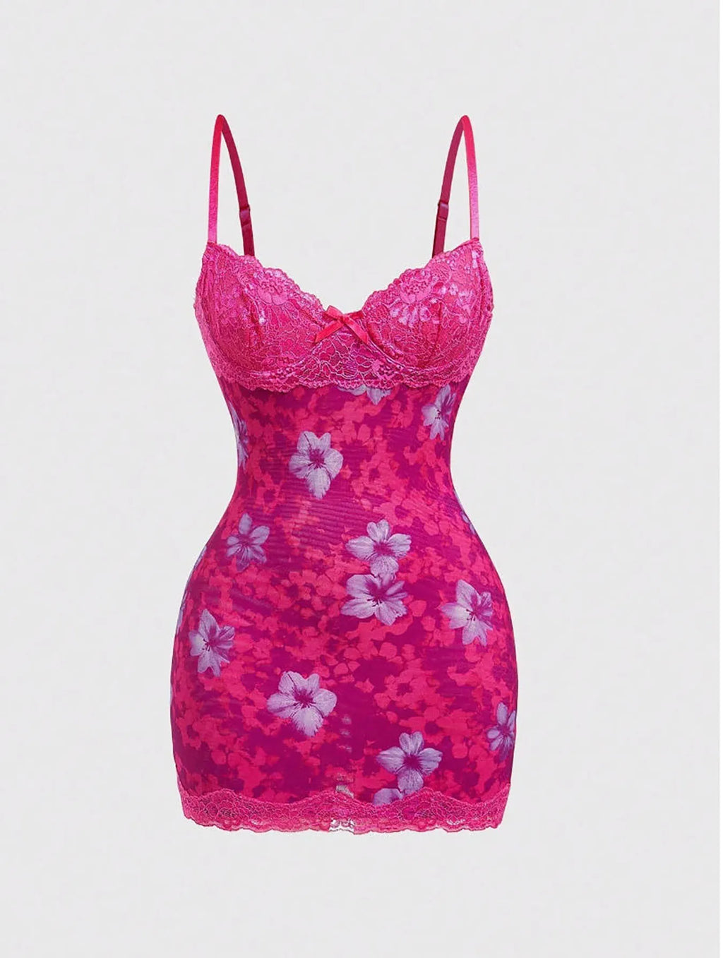 Lace Mini Dress With Spaghetti Straps High Waist Backless Retro Print