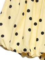 Yellow Polka Dot Pleated Set With Balloon Shorts And Cropped Top