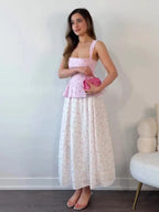 Women's Striped Printed Waist Cinching Ruffle Spaghetti Strap Sleeveless Backless Corset
