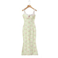 Sunny Yellow Floral Lace Mermaid Midi Dress With Bow Back Slit Elegant Fishtail
