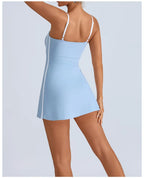 Women's Tennis Sleeveless Contrast Workout Yoga Build in Shorts Fashion Tight Fitting Skirts Suit