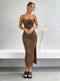 Chic Slit Cami Maxi Dress With Subtle Stretch For Everyday Wear
