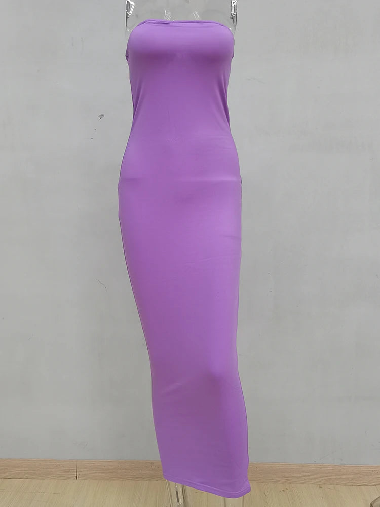 Women's Strapless Knit Maxi Beach Dress - Slim Fit Summer