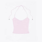 Lace Up Halter Tank And Suspender Long-sleeves Open Back Design For Chic Vibe
