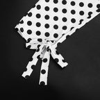 Polka Dot Two piece Halter Crop Set With Backless Top And Skinny Capri Pants
