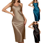 Elegant Silky Backless Halter Nightgown Camisole For Lounge Wear Breathable Lightweight Comfort