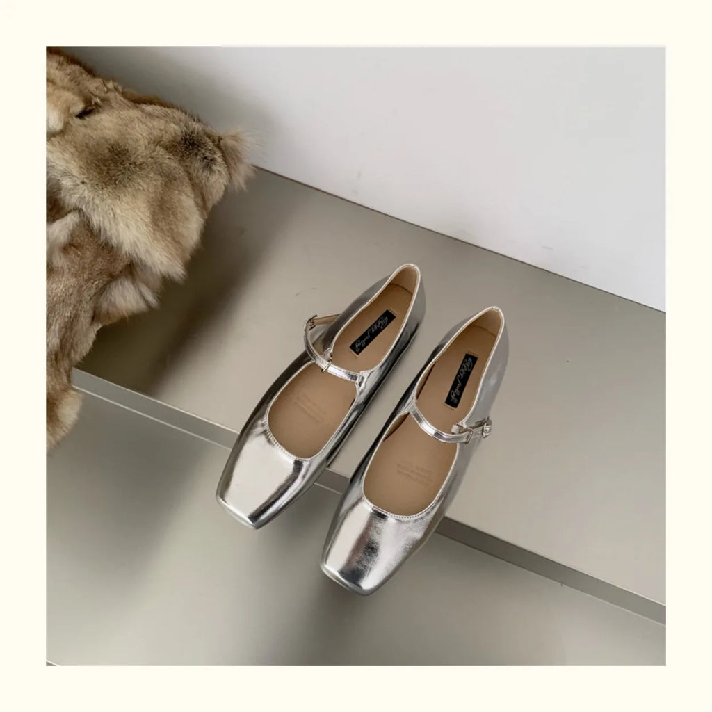 Mary Jane Flats With Square Toe Buckle Strap Retro Styled Women's Shoes