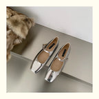 Mary Jane Flats With Square Toe Buckle Strap Retro Styled Women's Shoes