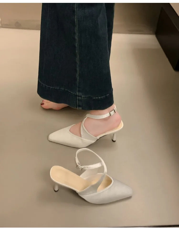 High Heel Sandals With Cross Ankle Strap And Slingback Pumps