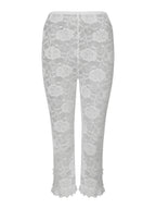 Lace Capri Pants For Women With Elastic Waist Cropped See Through Design