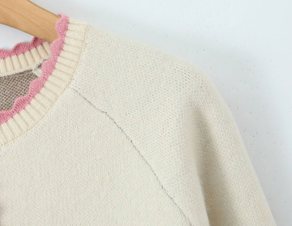 Women Sweater Cardigan Lovely Short Embroidered Sweaters O Neck Knitted Jumpers