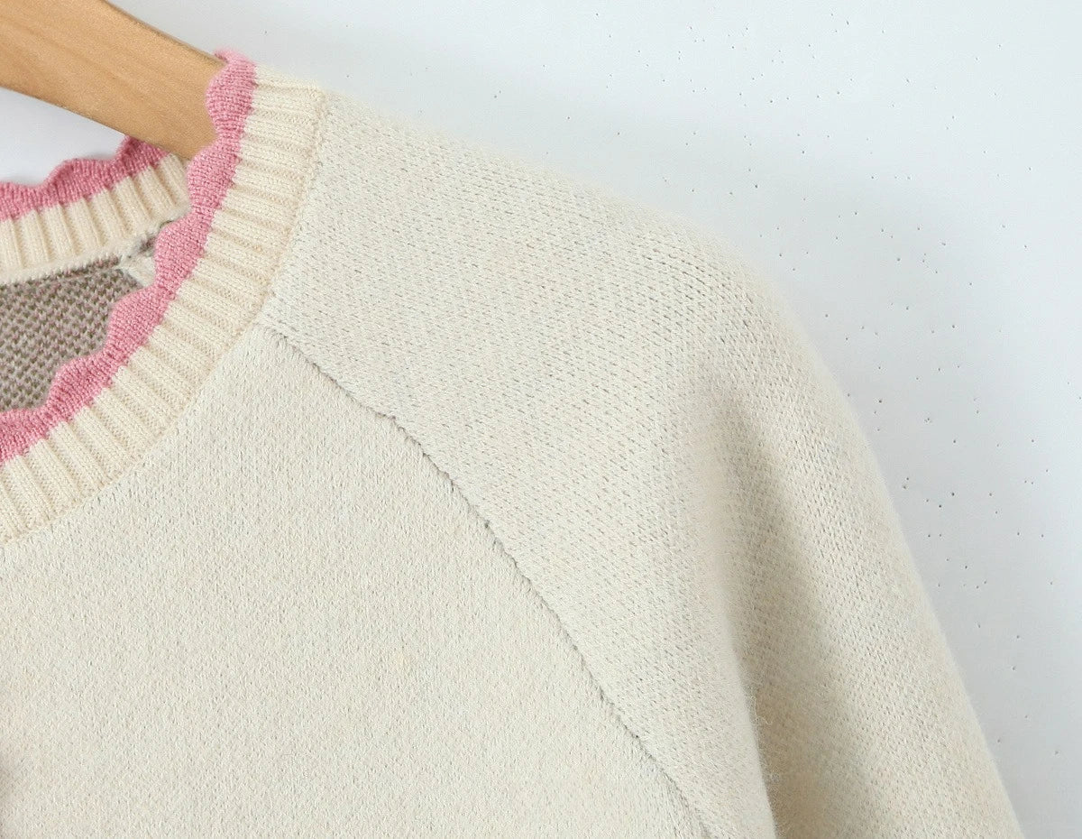 Women Sweater Cardigan Lovely Short Embroidered Sweaters O Neck Knitted Jumpers