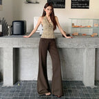 Antiwrinkle Flare Pants With Slimming Comfort Low Waisted