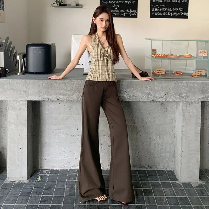 Antiwrinkle Flare Pants With Slimming Comfort Low Waisted