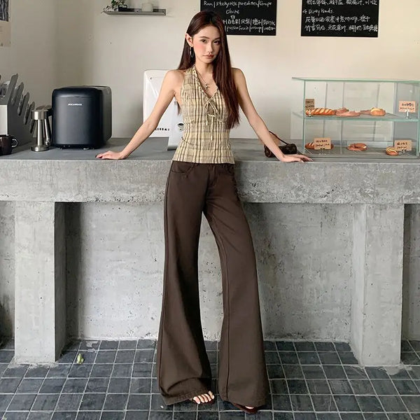 Antiwrinkle Flare Pants With Slimming Comfort Low Waisted