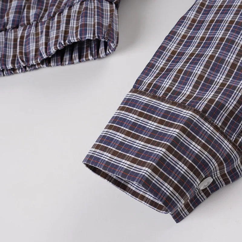 Plaid Streetwear Set With Cropped Shirt And Mini Skirt