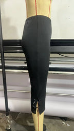 Women's Y2K Cute Capri Pants Solid Color Satin Bow Decor Side Split Summer Slim CroppedTrousers Stretch Crop Leggings