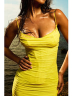 Elegant Mesh Patchwork Bodycon Dress With Spaghetti Straps And Double Layered Zipper Detail
