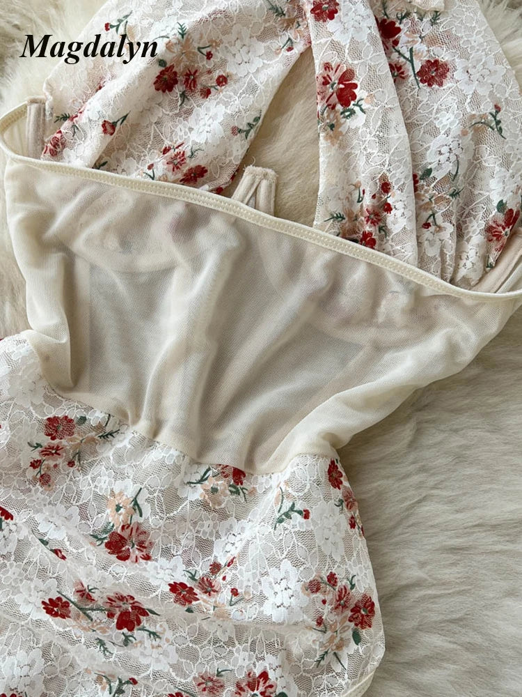 Floral Halter With Mesh Bodysuit