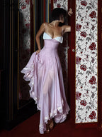 Sexy Patchwork Backless Pleated Beach Dress