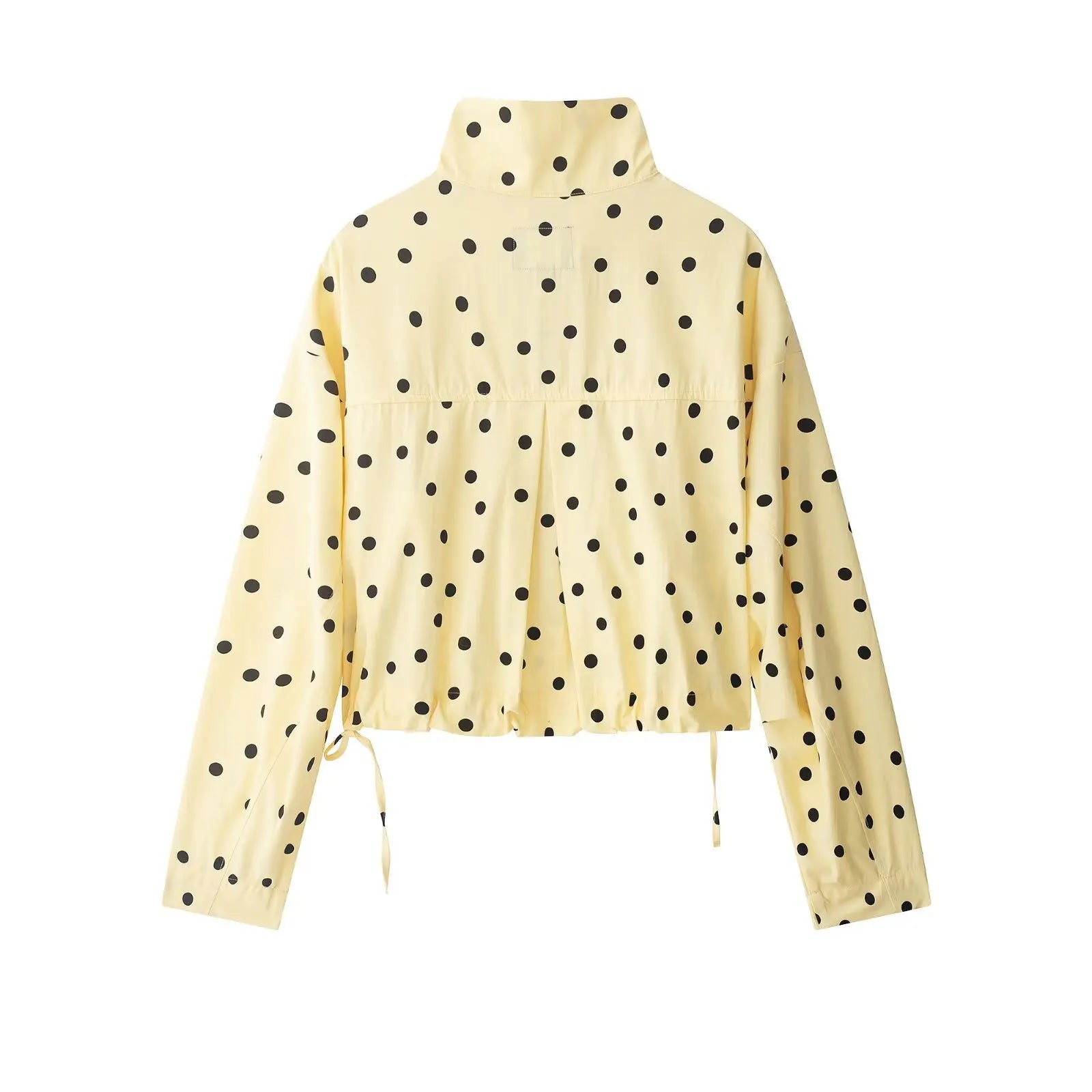 Yellow Polka Dot Two Piece Set With High-Neck Jacket And Balloon Shorts