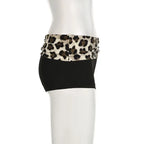 Leopard Patchwork Shorts With Low Waist