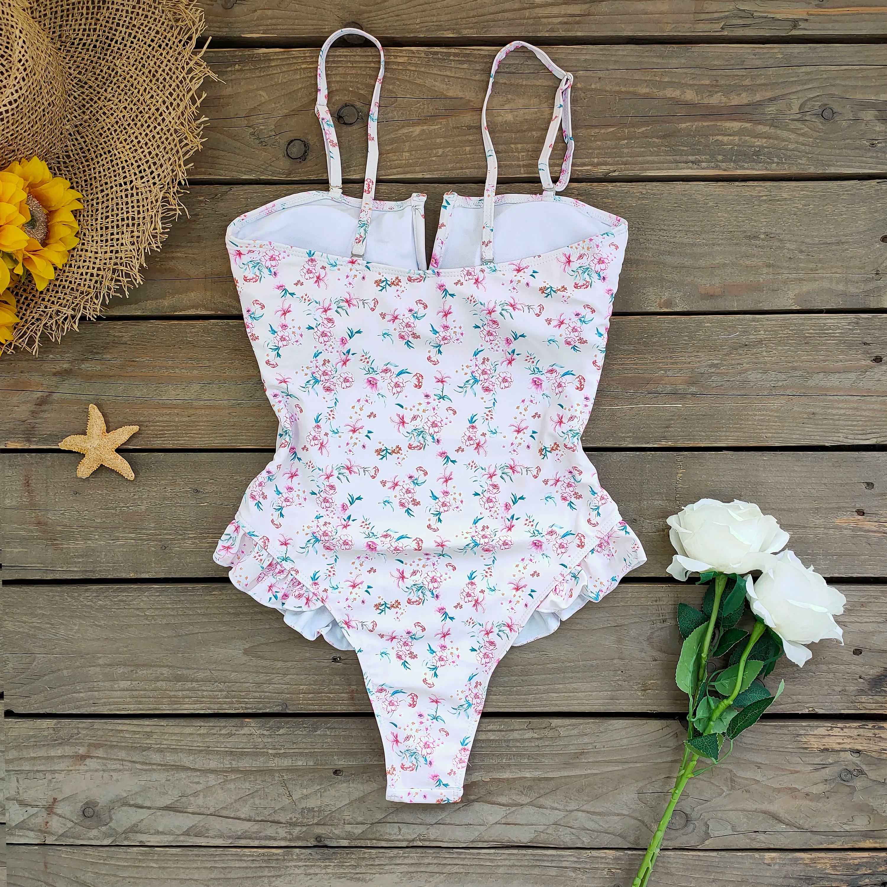 Bandage One Piece Swimsuit Women Swimwear Ruffle Bodysuit Monokini