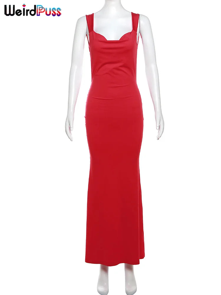 Chic Backless Maxi Dress With Bow Lace Up Details For Evening