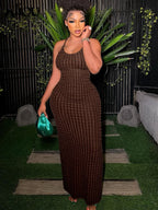 Ruched Spaghetti Strap Maxi Dress Backless Bandage For Women