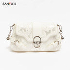 Whimsical Fairycore White Shoulder Bag With Butterfly Print Dreamy Harajuku Style Purse
